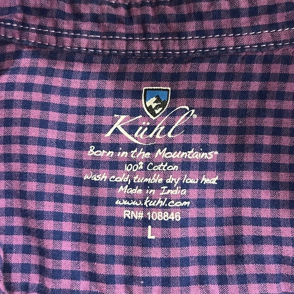 Kuhl women’s purple plaid cotton button down top size Large - Picture 8 of 10